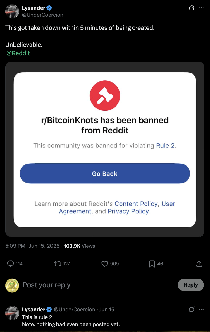 Knots Reddit censorship