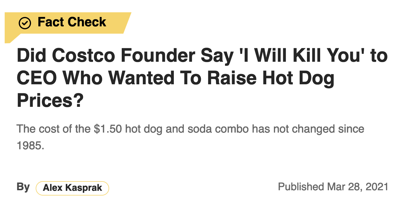 Hotdog price freeze