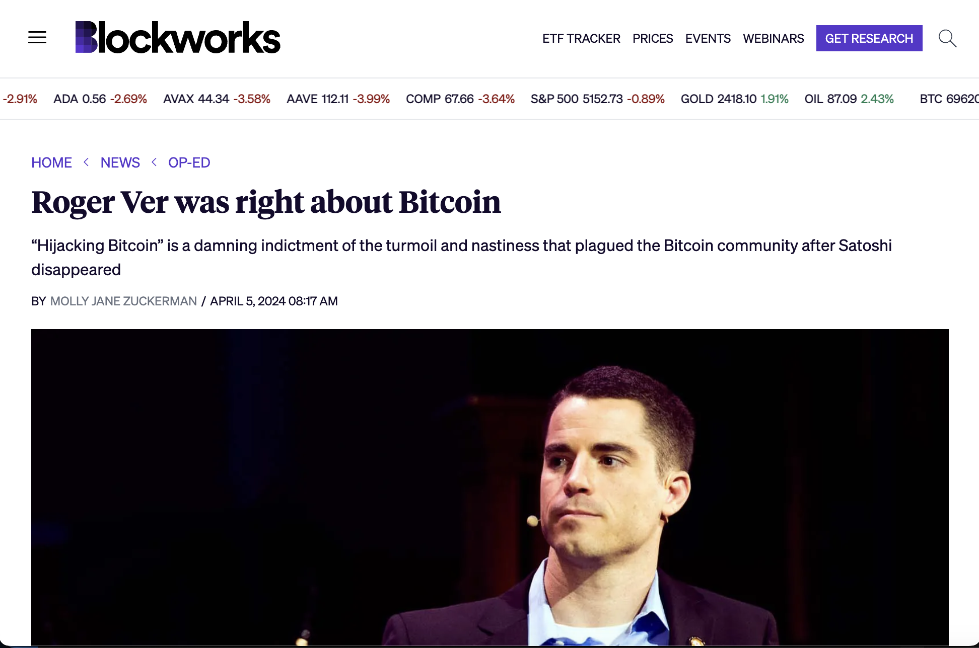 Blockworks article reviewing Hijacking Bitcoin
